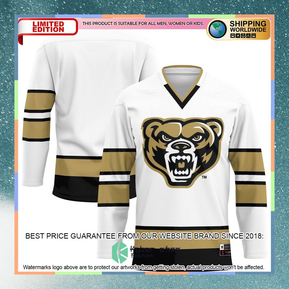 Oakland Golden Grizzlies White Hockey Jersey 8 Oakland Golden Grizzlies White Hockey Jersey word1