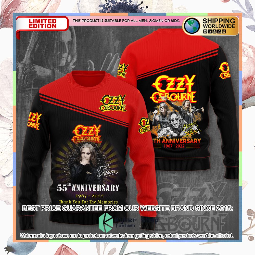 Ozzy Osbourne 55Th Anniversary Red T Shirt 5 ozzy osbourne 55th anniversary red t shirt 2 27