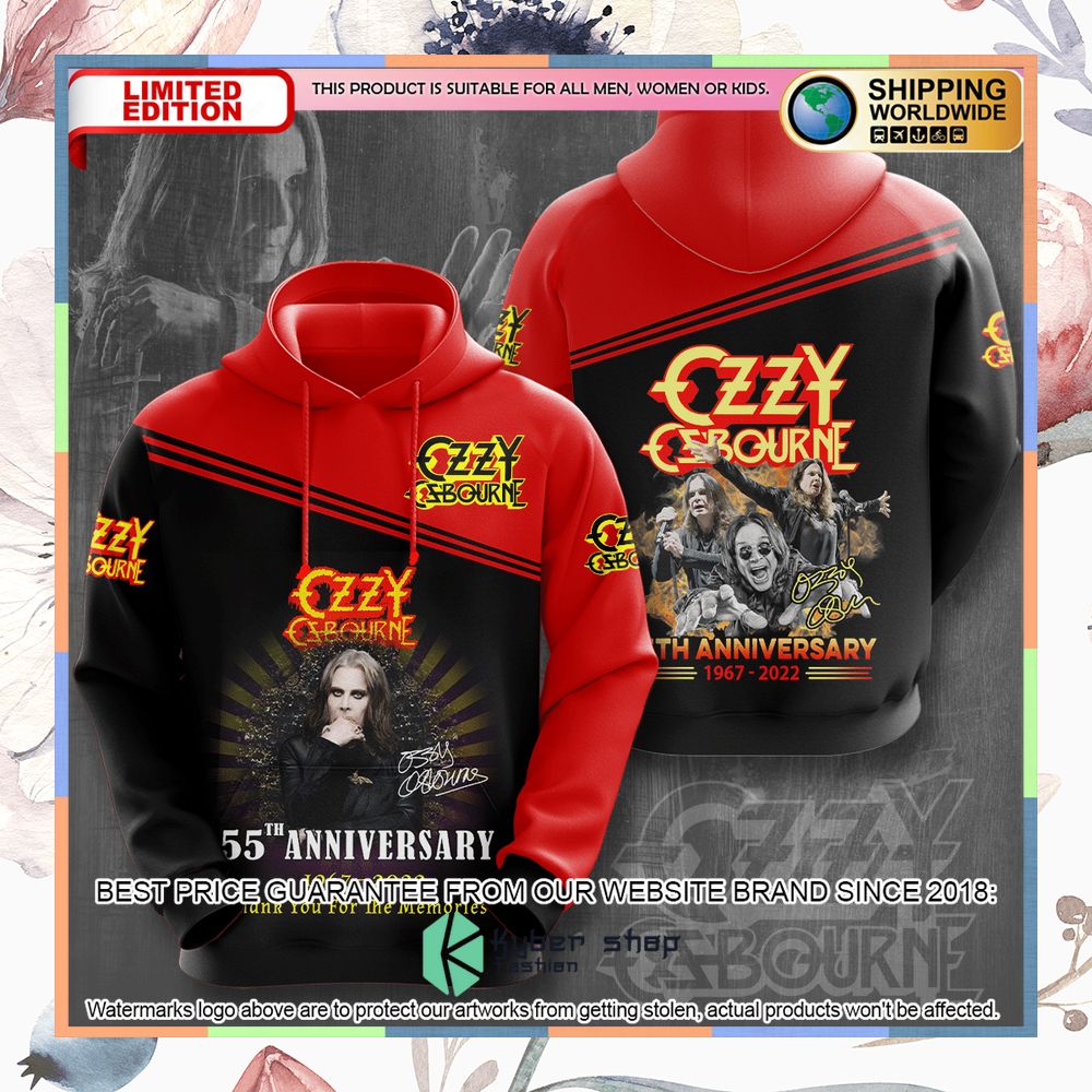 Ozzy Osbourne 55Th Anniversary Red T Shirt 6 ozzy osbourne 55th anniversary red t shirt 3 519