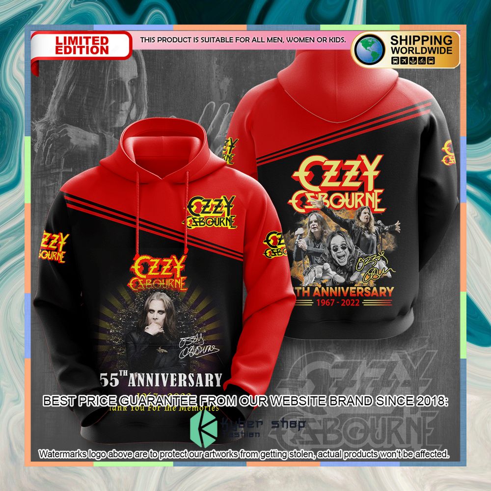 Ozzy Osbourne 55Th Anniversary Red T Shirt 9 ozzy osbourne 55th anniversary red t shirt 3 910