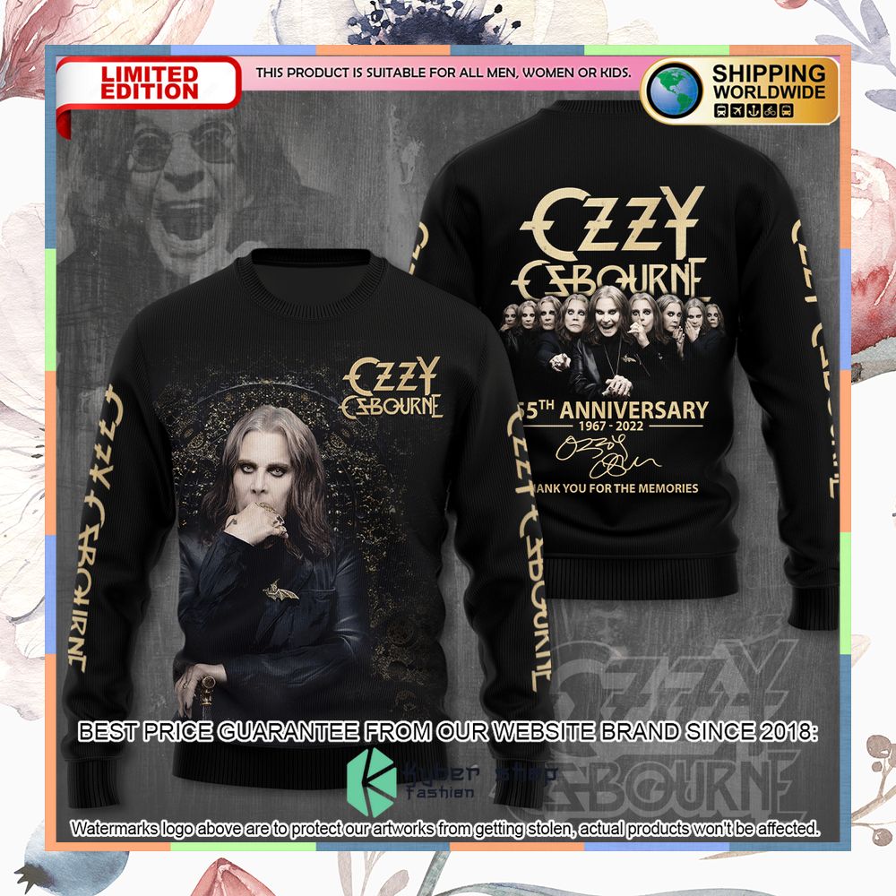 Ozzy Osbourne 55Th Anniversary Thanks For The Memories Black T Shirt 5 ozzy osbourne 55th anniversary thanks for the memories black t shirt 2 102