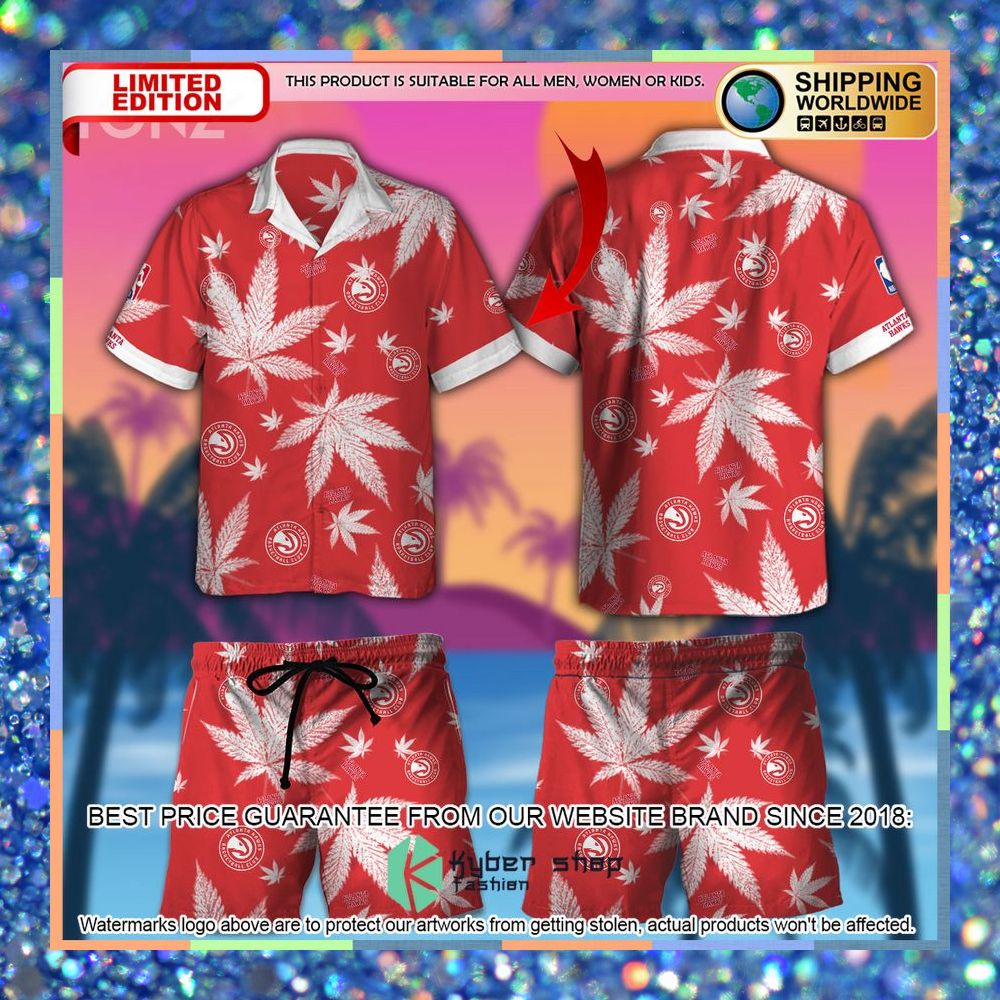 personalized atlanta hawks nba weed cannabis hawaiian shirt short 1 601