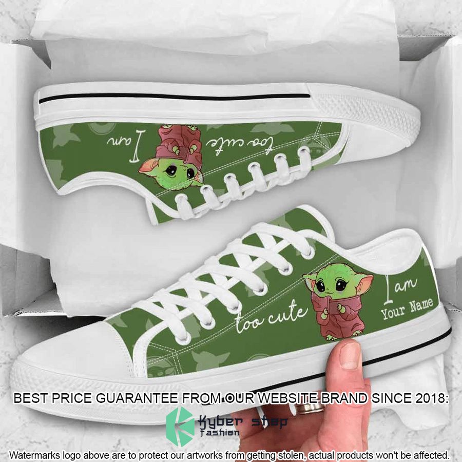 Personalized Baby Yoda Too Cute Canvas Low Top Shoes