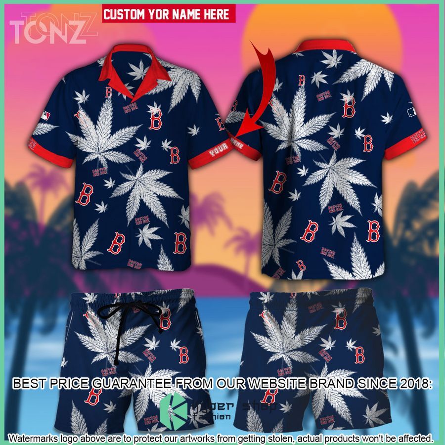 personalized cannabis boston red sox hawaiian shirt shorts 1 633