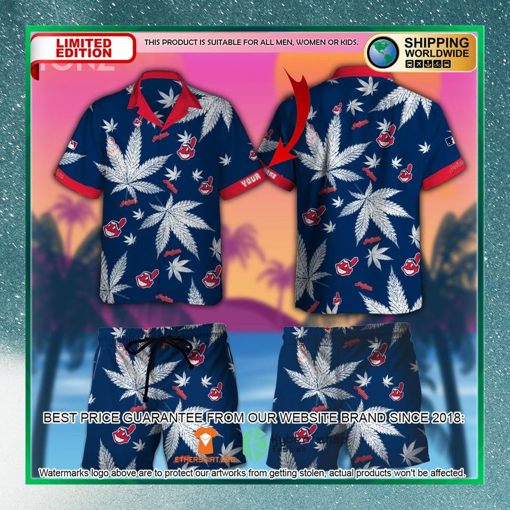 Personalized Cannabis Cleveland Indians Hawaiian Shirt, Shorts 3 personalized cannabis cleveland indians hawaiian shirt shorts 1 334