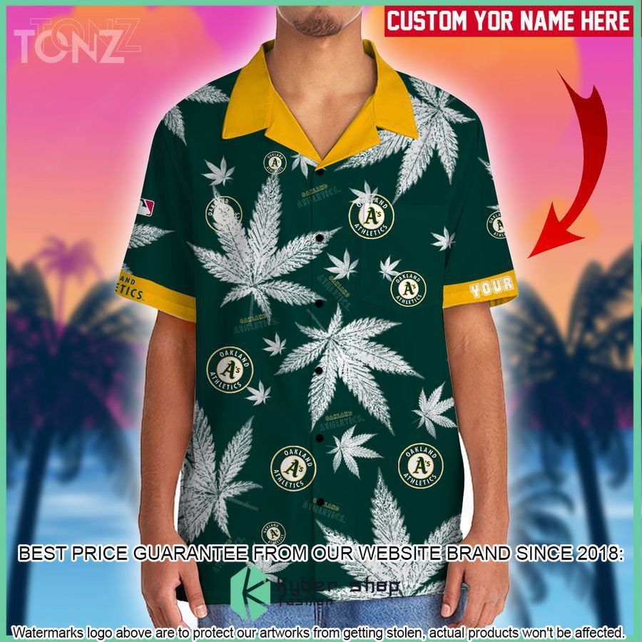 personalized cannabis oakland athletics hawaiian shirt shorts 2 40