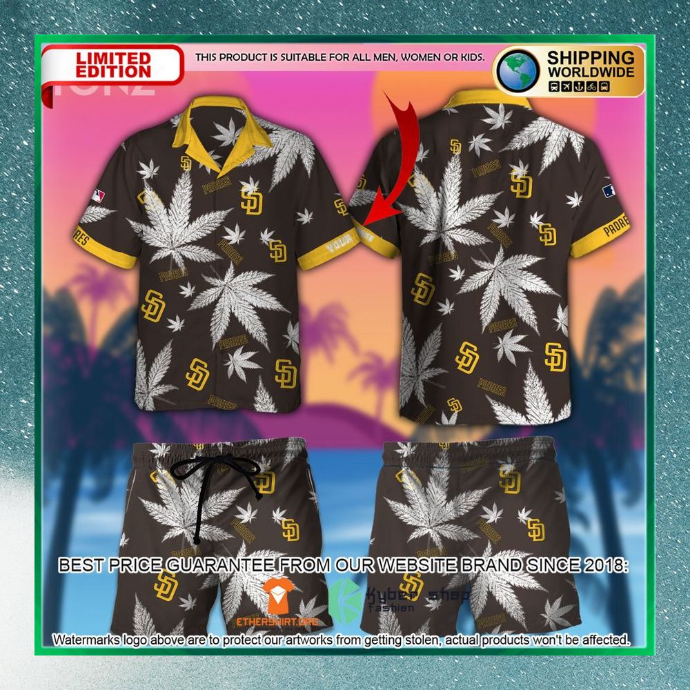 Personalized Cannabis San Diego Padres Hawaiian Shirt, Shorts 3 personalized cannabis san diego padres hawaiian shirt shorts 1 603