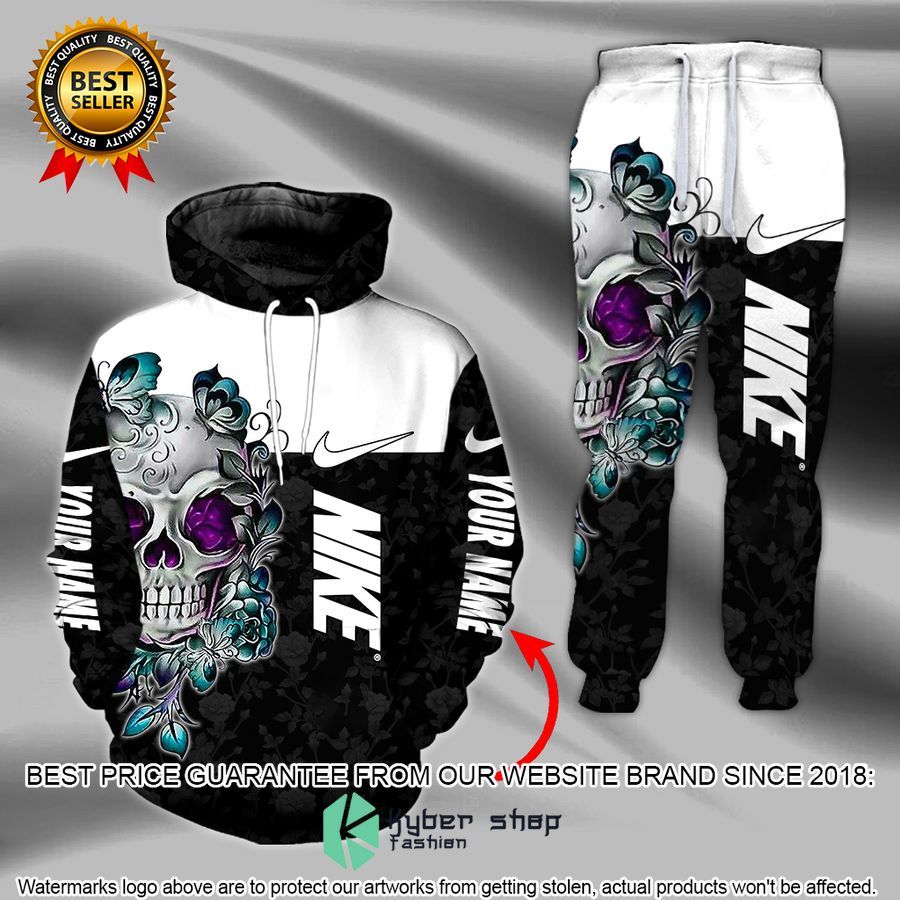 personalized flower skull nike hoodie pants 1 342