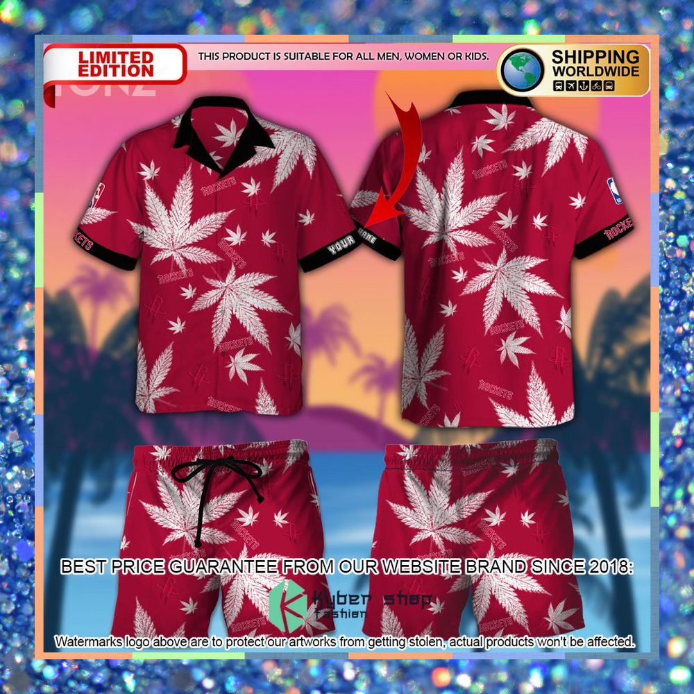 Personalized Houston Rockets NBA Weed Cannabis Hawaiian Shirt, Short 3 personalized houston rockets nba weed cannabis hawaiian shirt short 1 883