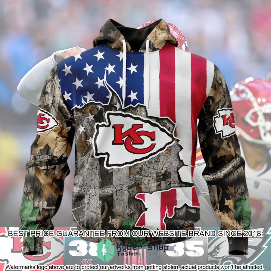 Personalized Kansas City Chiefs US Flag 3D Hoodie, Shirt