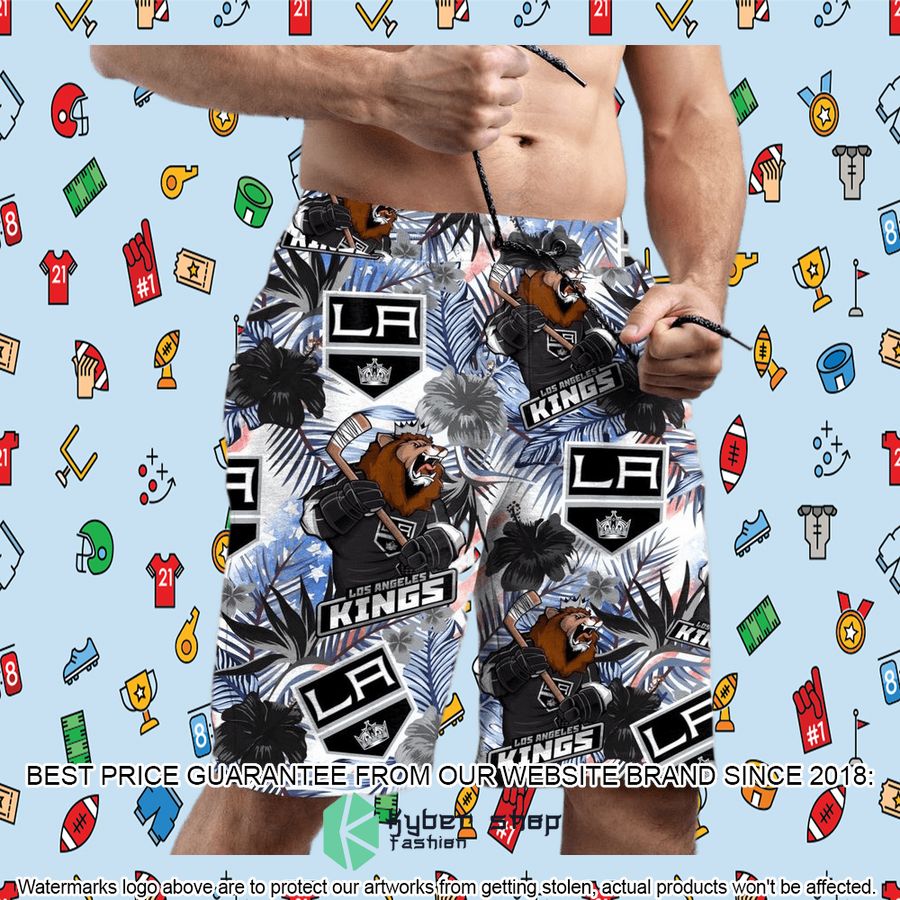Personalized Los Angeles Kings Tropical Floral America Flag Hawaiian Shirt, Shorts 10 personalized los angeles kings tropical floral america flag hawaiian shirt shorts 10 362