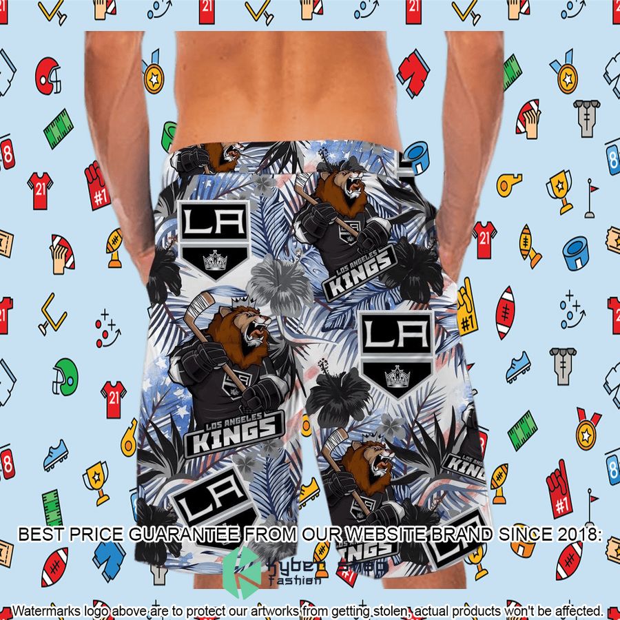 Personalized Los Angeles Kings Tropical Floral America Flag Hawaiian Shirt, Shorts 12 personalized los angeles kings tropical floral america flag hawaiian shirt shorts 12 80
