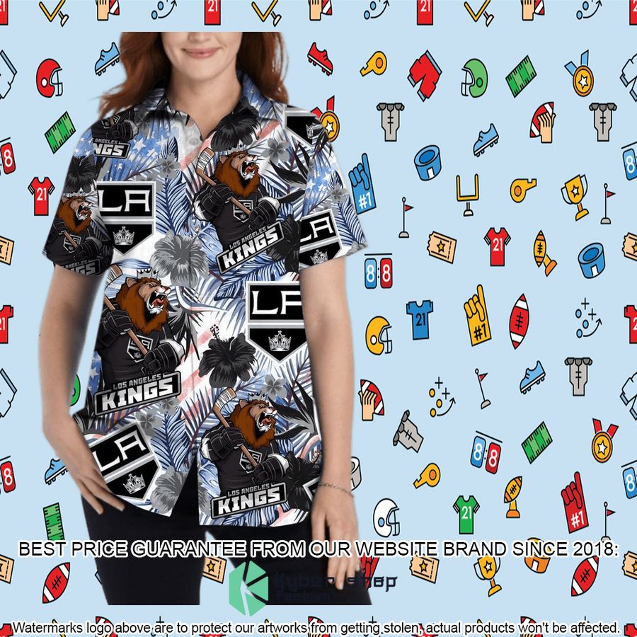 Personalized Los Angeles Kings Tropical Floral America Flag Hawaiian Shirt, Shorts 13 personalized los angeles kings tropical floral america flag hawaiian shirt shorts 13 59