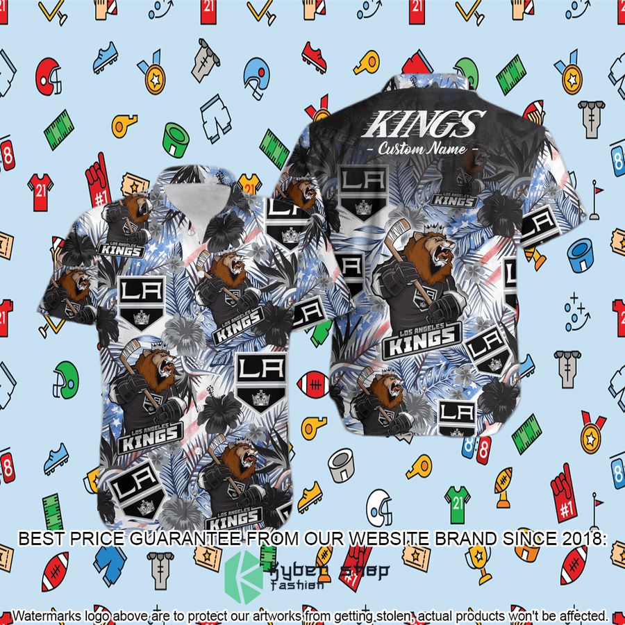 Personalized Los Angeles Kings Tropical Floral America Flag Hawaiian Shirt, Shorts 14 personalized los angeles kings tropical floral america flag hawaiian shirt shorts 14 693