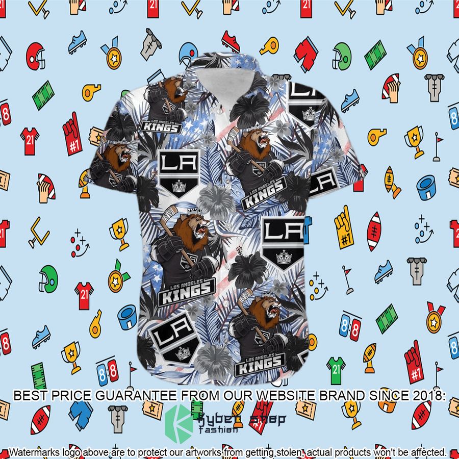 Personalized Los Angeles Kings Tropical Floral America Flag Hawaiian Shirt, Shorts 15 personalized los angeles kings tropical floral america flag hawaiian shirt shorts 15 736
