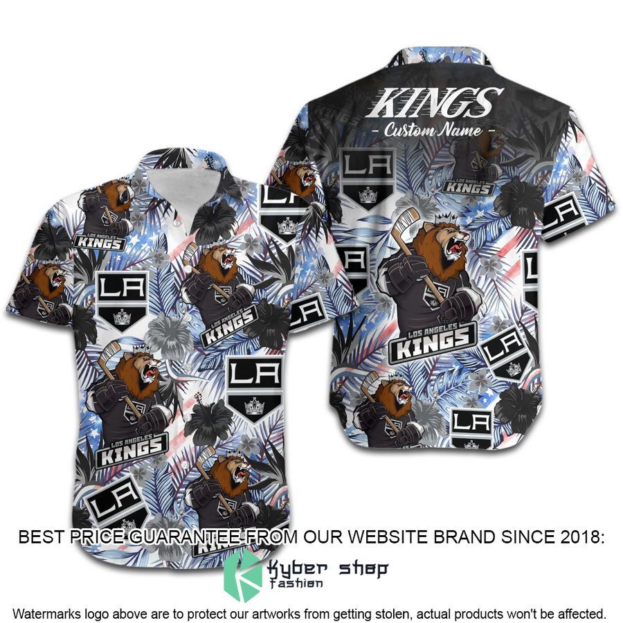 Personalized Los Angeles Kings Tropical Floral America Flag Hawaiian Shirt, Shorts 3 personalized los angeles kings tropical floral america flag hawaiian shirt shorts 3 787