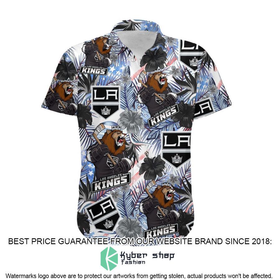 Personalized Los Angeles Kings Tropical Floral America Flag Hawaiian Shirt, Shorts 4 personalized los angeles kings tropical floral america flag hawaiian shirt shorts 4 622