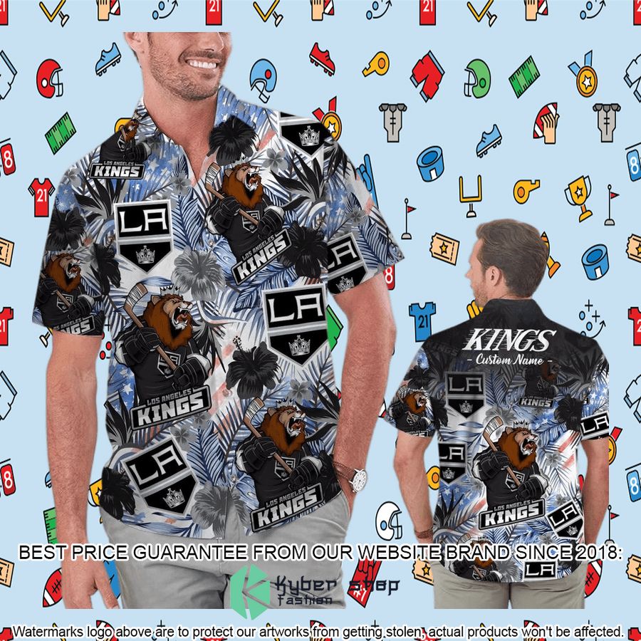 Personalized Los Angeles Kings Tropical Floral America Flag Hawaiian Shirt, Shorts 9 personalized los angeles kings tropical floral america flag hawaiian shirt shorts 9 554
