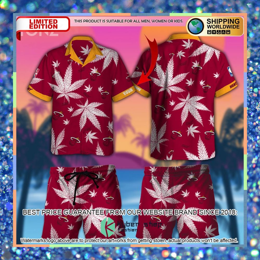 Personalized Miami Heat NBA Weed Cannabis Hawaiian Shirt, Short 3 personalized miami heat nba weed cannabis hawaiian shirt short 1 496