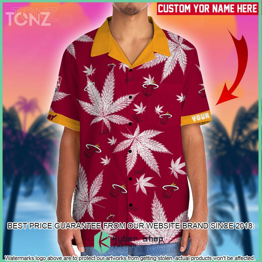personalized miami heat nba weed cannabis hawaiian shirt short 2 743
