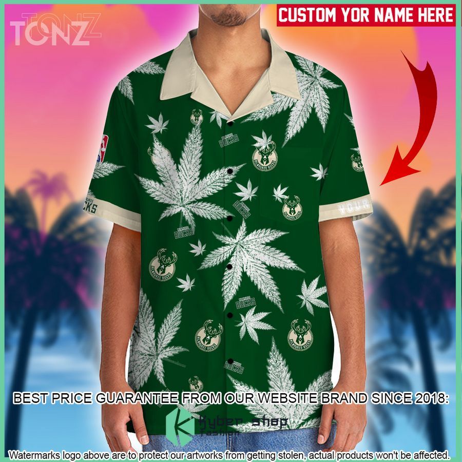 personalized milwaukee bucks nba weed cannabis hawaiian shirt short 1 264
