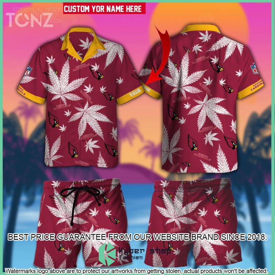personalized nfl weed cannabis arizona cardinals hawaiian shirt shorts 1 681