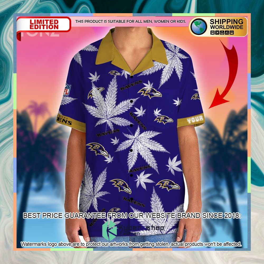 Personalized NFL Weed Cannabis Baltimore Ravens Hawaiian Shirt, Shorts 4 personalized nfl weed cannabis baltimore ravens hawaiian shirt shorts 2 33