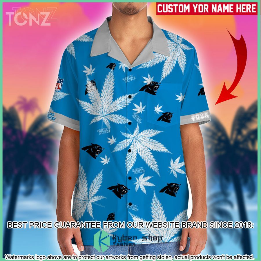 personalized nfl weed cannabis carolina panthers hawaiian shirt shorts 2 722