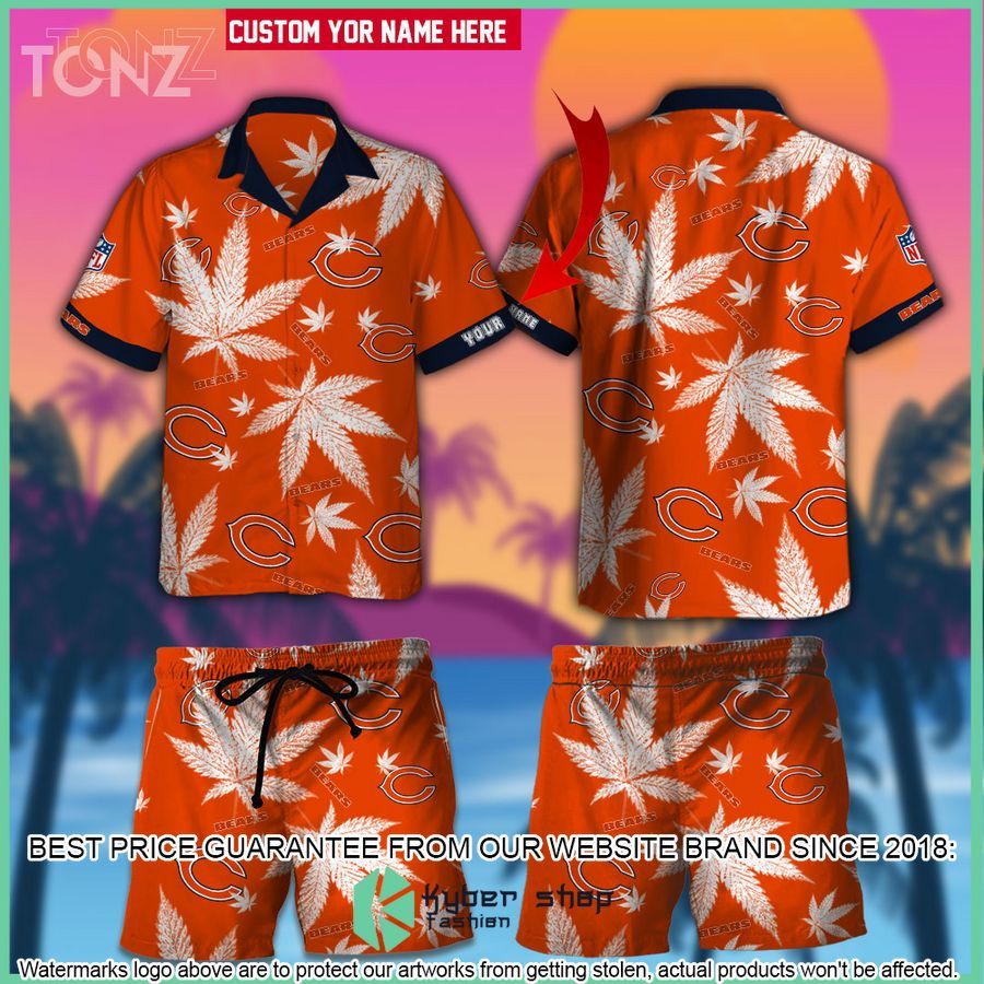 personalized nfl weed cannabis chicago bears hawaiian shirt shorts 1 583