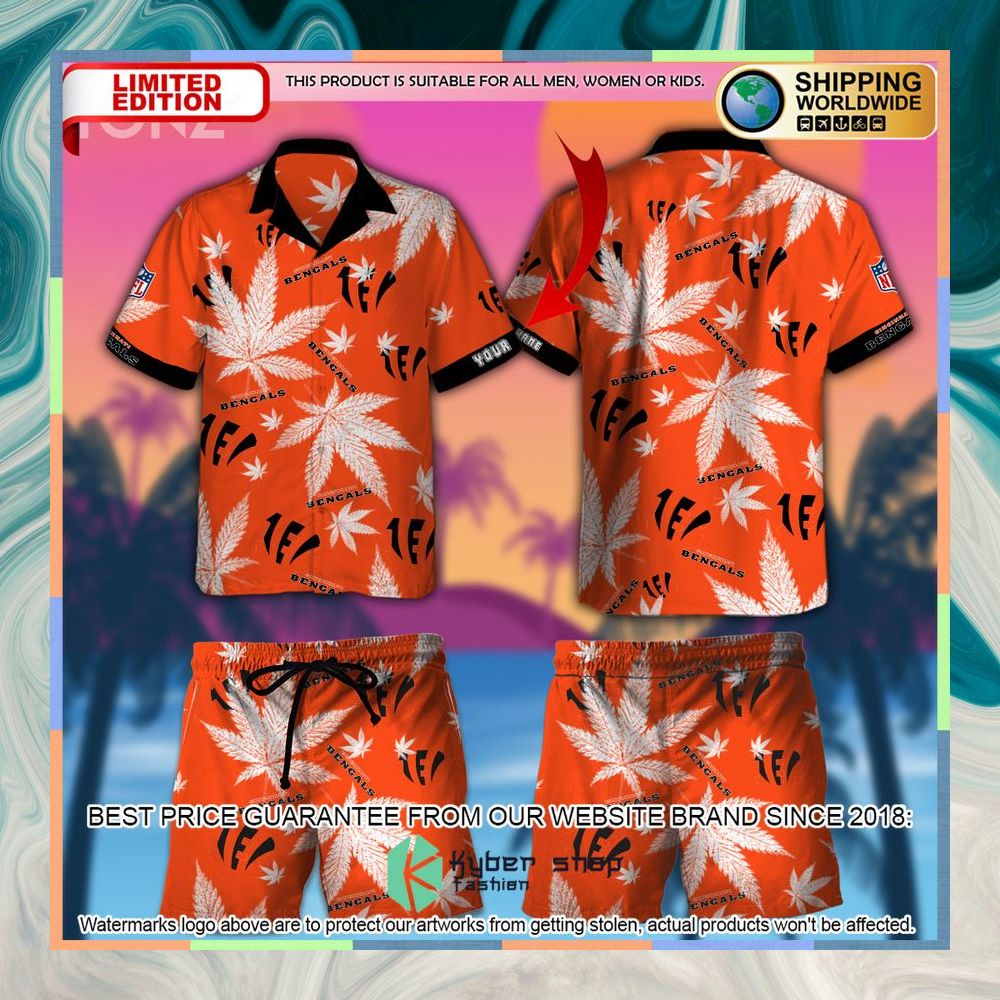 Personalized NFL Weed Cannabis Cincinnati Bengals Hawaiian Shirt, Shorts 3 personalized nfl weed cannabis cincinnati bengals hawaiian shirt shorts 1 578