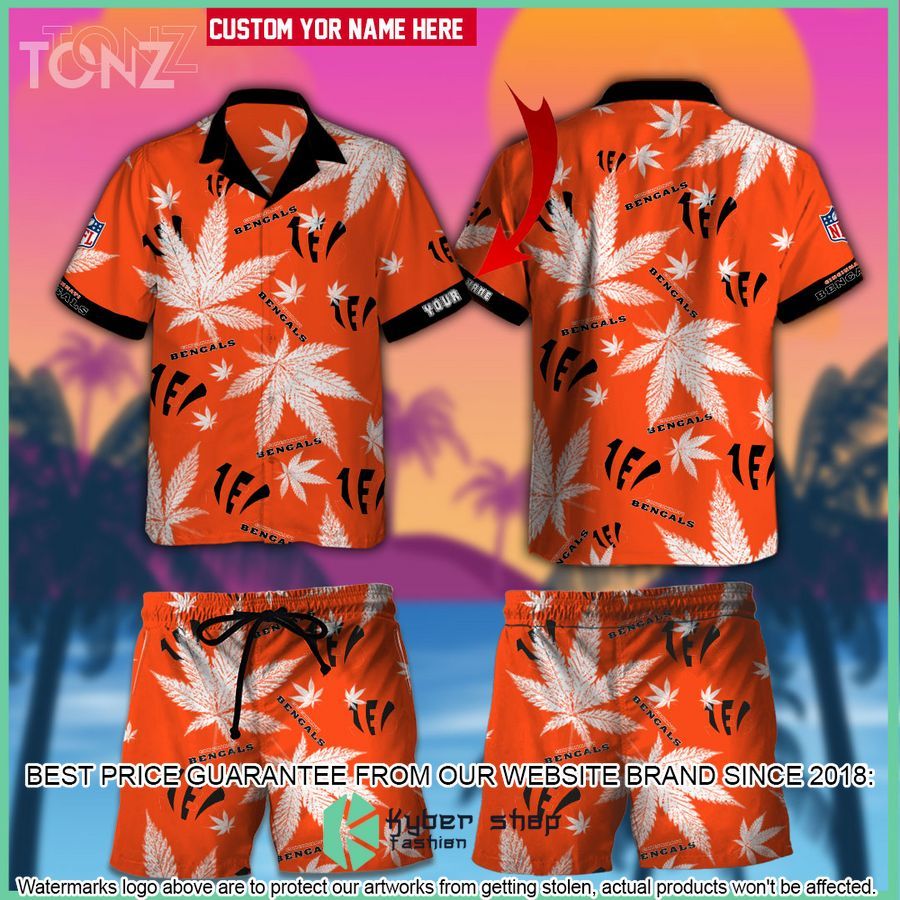 personalized nfl weed cannabis cincinnati bengals hawaiian shirt shorts 1 605
