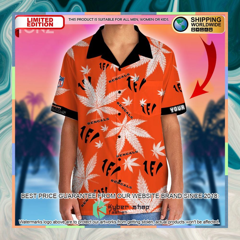 Personalized NFL Weed Cannabis Cincinnati Bengals Hawaiian Shirt, Shorts 4 personalized nfl weed cannabis cincinnati bengals hawaiian shirt shorts 2 630