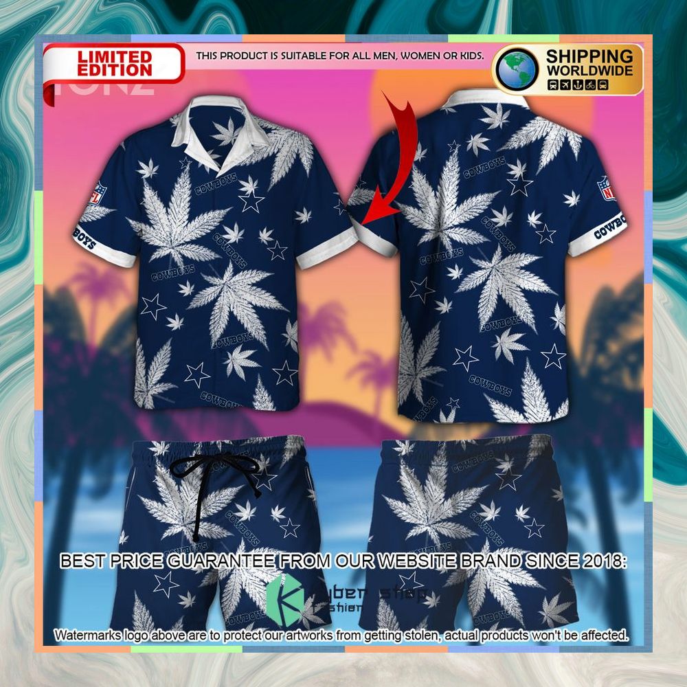 Personalized NFL Weed Cannabis Dallas Cowboys Hawaiian Shirt, Shorts 3 personalized nfl weed cannabis dallas cowboys hawaiian shirt shorts 1 344