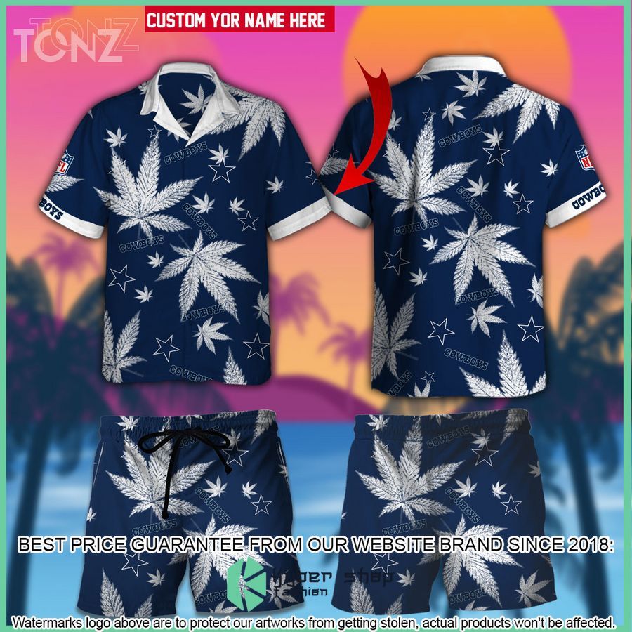 personalized nfl weed cannabis dallas cowboys hawaiian shirt shorts 1 577