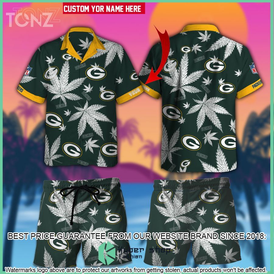 personalized nfl weed cannabis green bay packers hawaiian shirt shorts 1 58