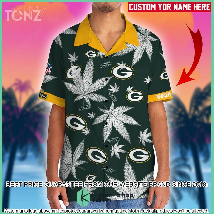 personalized nfl weed cannabis green bay packers hawaiian shirt shorts 2 106