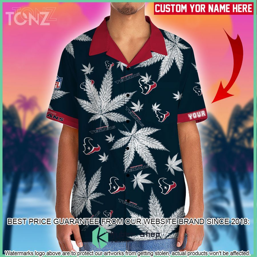 personalized nfl weed cannabis houston texans hawaiian shirt shorts 2 445