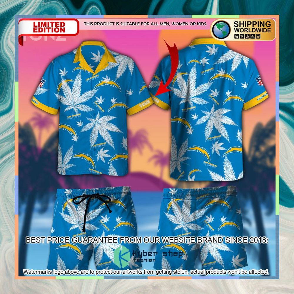 Personalized NFL Weed Cannabis Los Angeles Chargers Hawaiian Shirt, Shorts 3 personalized nfl weed cannabis los angeles chargers hawaiian shirt shorts 1 530