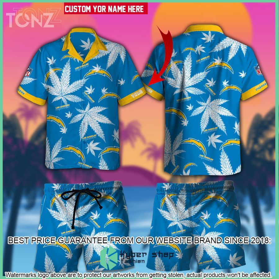 personalized nfl weed cannabis los angeles chargers hawaiian shirt shorts 1 78
