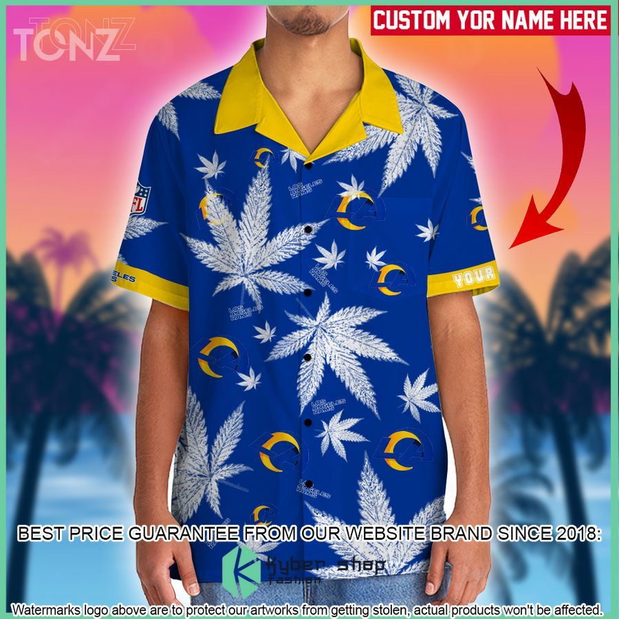 personalized nfl weed cannabis los angeles rams hawaiian shirt shorts 2 256