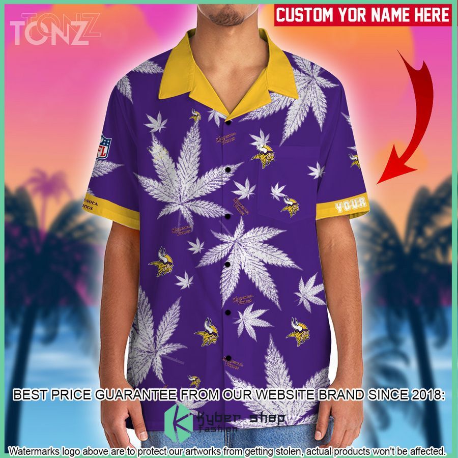 personalized nfl weed cannabis minnesota vikings hawaiian shirt shorts 2 819