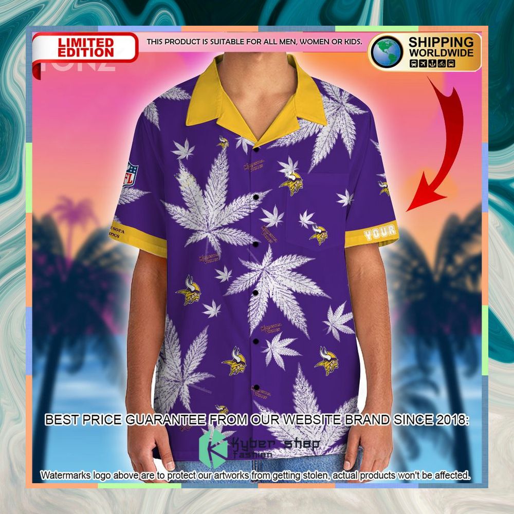 Personalized NFL Weed Cannabis Minnesota Vikings Hawaiian Shirt, Shorts 4 personalized nfl weed cannabis minnesota vikings hawaiian shirt shorts 2 857