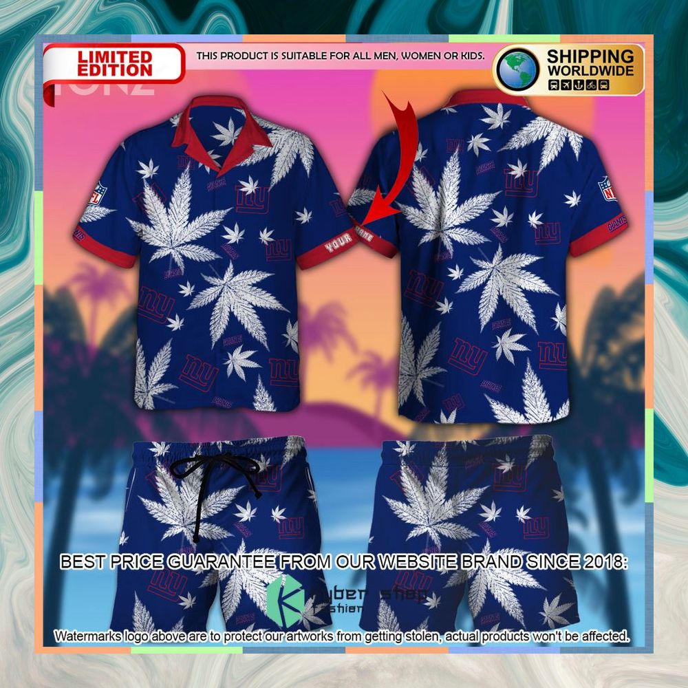 Personalized NFL Weed Cannabis New York Giants Hawaiian Shirt, Shorts 3 personalized nfl weed cannabis new york giants hawaiian shirt shorts 1 298