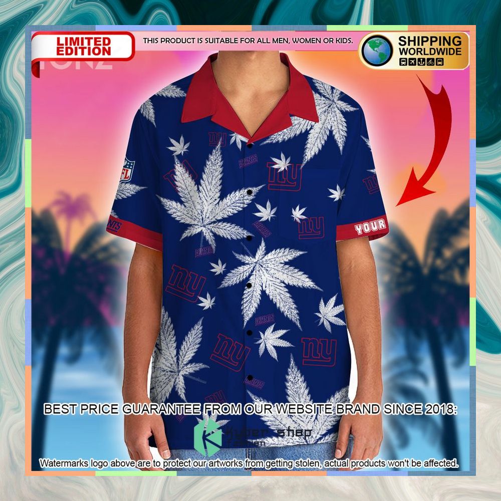 Personalized NFL Weed Cannabis New York Giants Hawaiian Shirt, Shorts 4 personalized nfl weed cannabis new york giants hawaiian shirt shorts 2 528