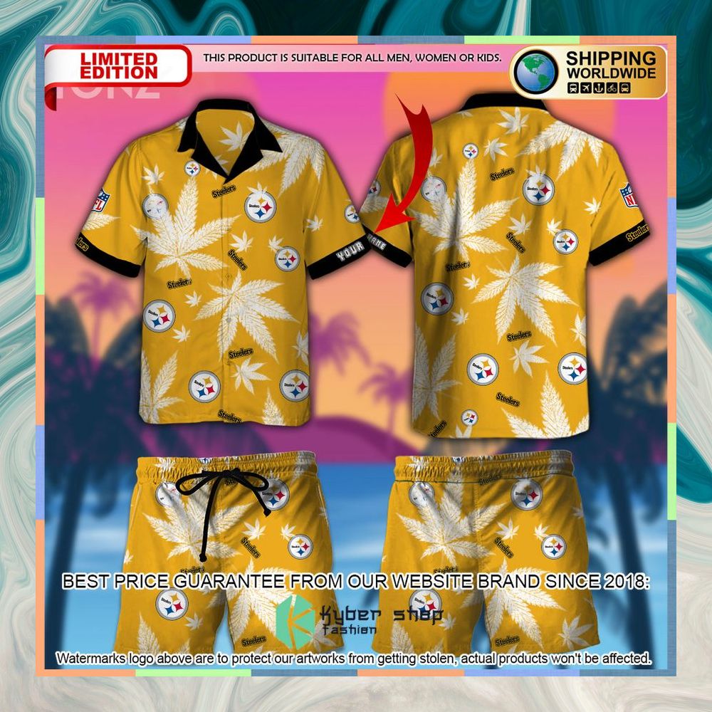 Personalized NFL Weed Cannabis Pittsburgh Steelers Hawaiian Shirt, Shorts 3 personalized nfl weed cannabis pittsburgh steelers hawaiian shirt shorts 1 930
