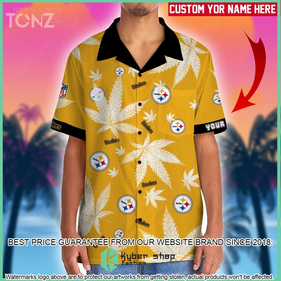 personalized nfl weed cannabis pittsburgh steelers hawaiian shirt shorts 2 588