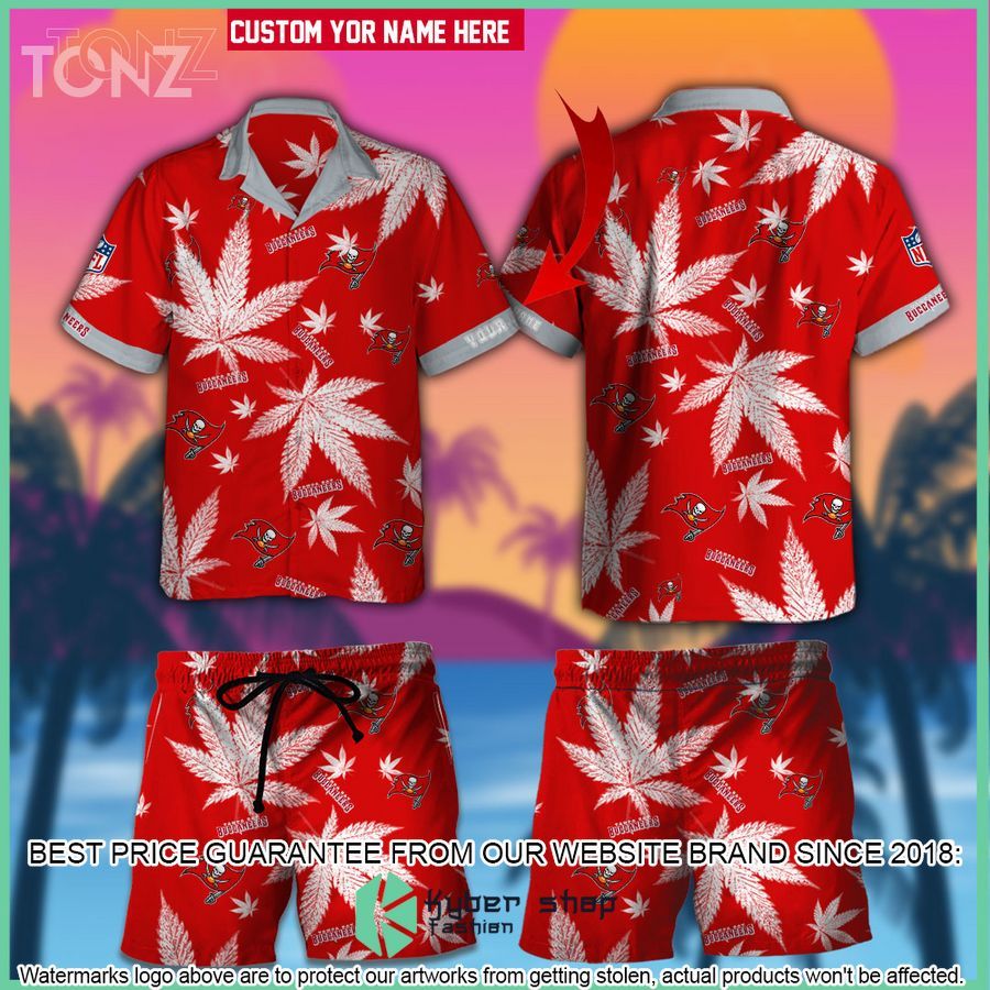personalized nfl weed cannabis tampa bay buccaneers hawaiian shirt shorts 1 99