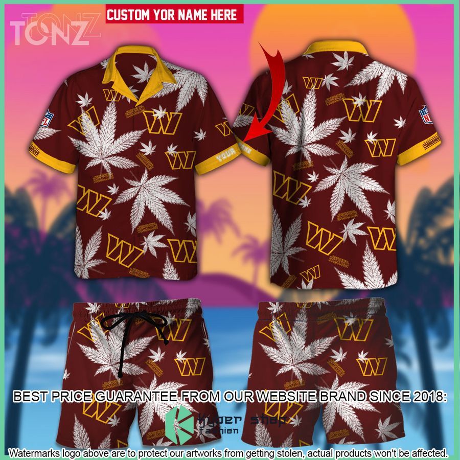 personalized nfl weed cannabis washington commanders hawaiian shirt shorts 1 39