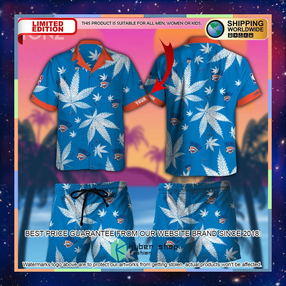 Personalized Oklahoma City Thunder NBA Weed Cannabis Hawaiian Shirt, Short 5 personalized oklahoma city thunder nba weed cannabis hawaiian shirt short 1 382