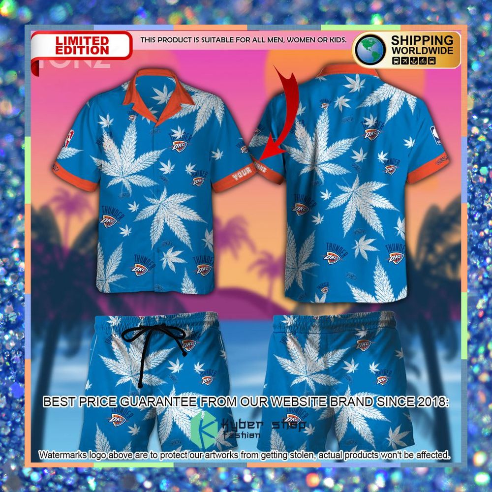 Personalized Oklahoma City Thunder NBA Weed Cannabis Hawaiian Shirt, Short 3 personalized oklahoma city thunder nba weed cannabis hawaiian shirt short 1 709